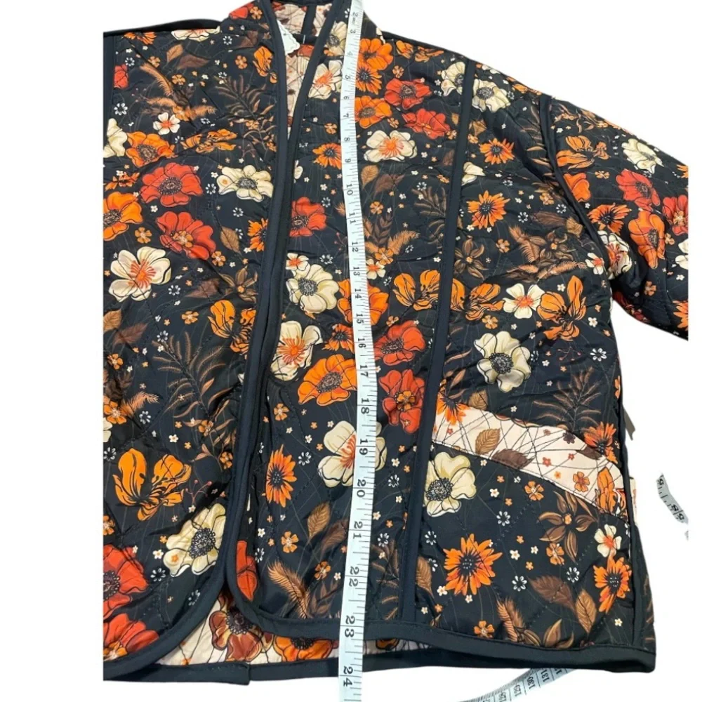 Simply Southern Black and Orange Bomber Jacket Floral Design - Picture 8 of 10